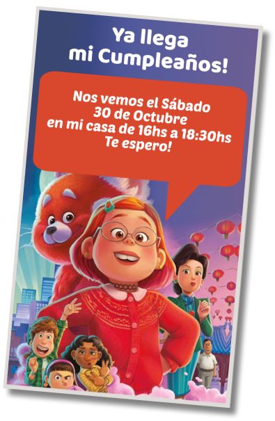 Hacer Invitación Virtual Cumpleaños Temático Turning Red