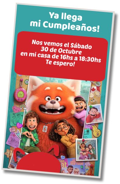 Hacer Invitación Virtual Fiesta Temática Turning Red