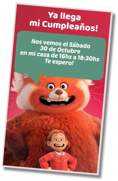 Hacer Invitación Virtual Fiesta de Disfraces Turning Red