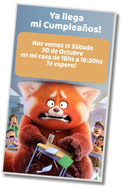 Hacer Invitación Virtual Fiesta de Cumpleaños Turning Red