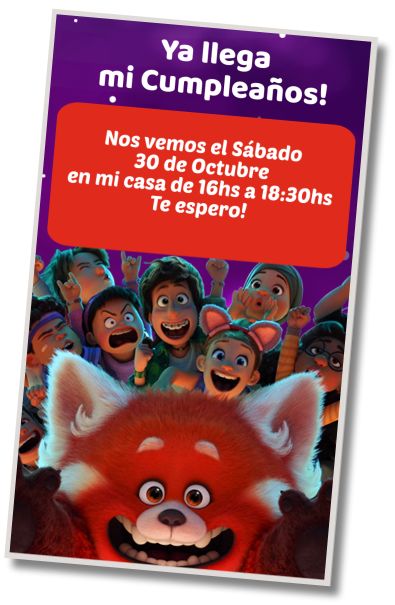 Hacer Invitación Virtual Fiesta de Piscina Turning Red