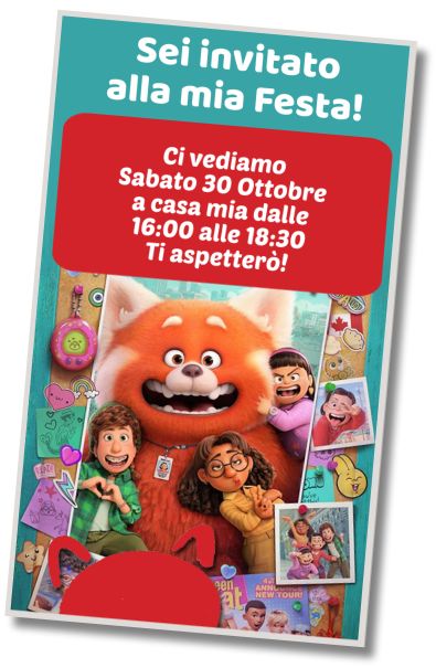 Invito Compleanno Festa a Tema Turning Red