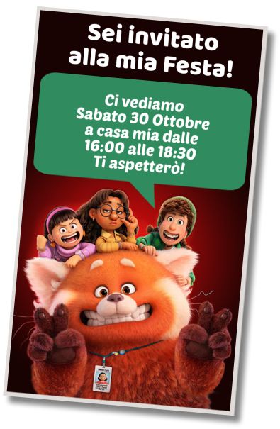 Invito Compleanno Compleanno Turning Red Film