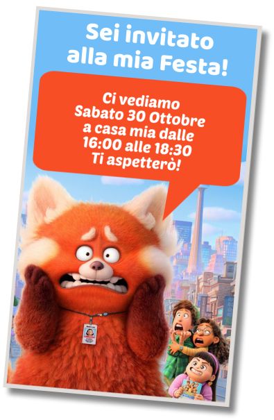 Invito Compleanno Festa a Sorpresa Turning Red
