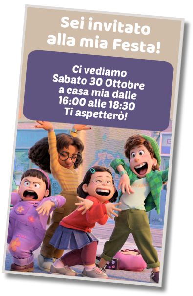 Invito Compleanno Turning Red Festa del Gelato