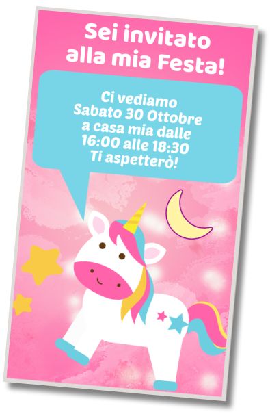 Invito di compleanno personalizzato gratis Festa dell Unicorno Rosa