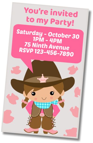 Free personalized birthday invitation Birthday Spa Cowgirl