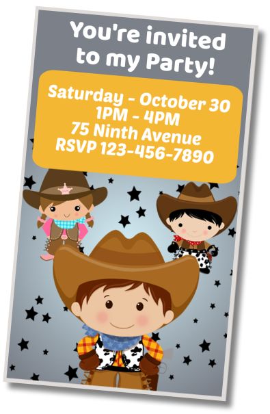 Free personalized birthday invitation Cowgirl Pajama Party