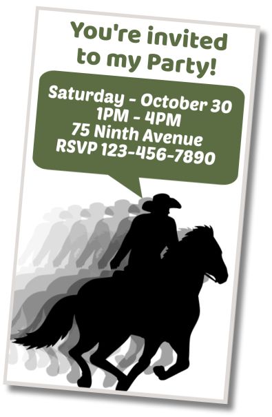 Free personalized birthday invitation Pool Party Horses
