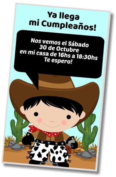 Invitación de cumpleaños personalizada gratis Fiesta de Disfraces Cowboy