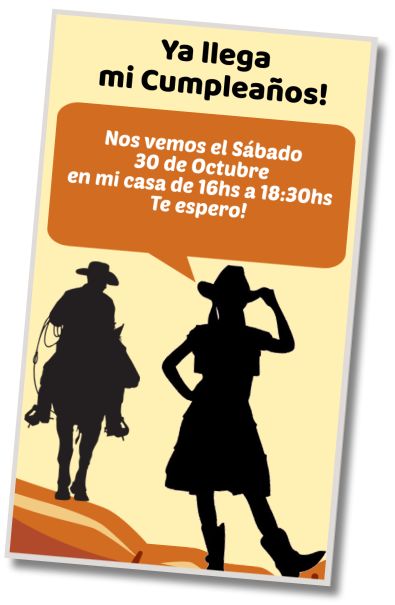 Invitación de cumpleaños personalizada gratis Fiesta Vaquera Sorpresa