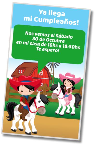 Invitación de cumpleaños personalizada gratis Cumpleaños Cowgirls y Cowboys