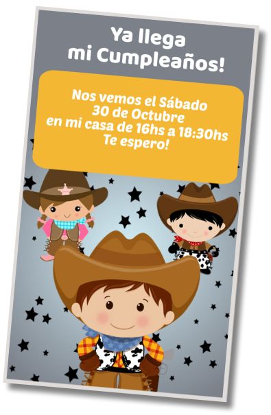 Invitación de cumpleaños personalizada gratis Fiesta de Piyamas Vaquera