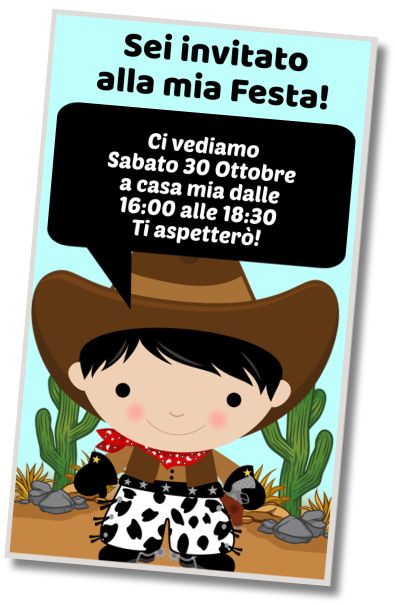 Invito di compleanno personalizzato gratis Festa in Costume da Cowboy