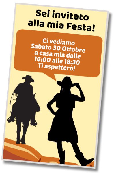 Invito di compleanno personalizzato gratis Festa a Sorpresa Cowboy