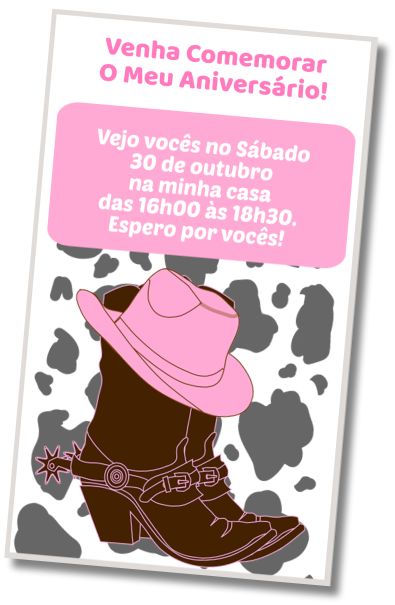 Convite de aniversário personalizado grátis Festa de Vaqueiro