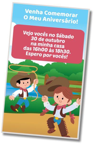 Convite de aniversário personalizado grátis Aniversário com Tema Vaqueiro