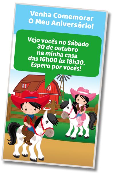 Convite de aniversário personalizado grátis Aniversário de Cowgirls e Cowboys