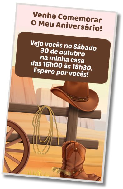 Convite de aniversário personalizado grátis Saudações de Aniversário Vaqueiro