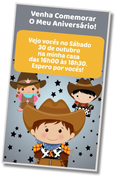 Convite de aniversário personalizado grátis Festa do Pijama Vaqueira