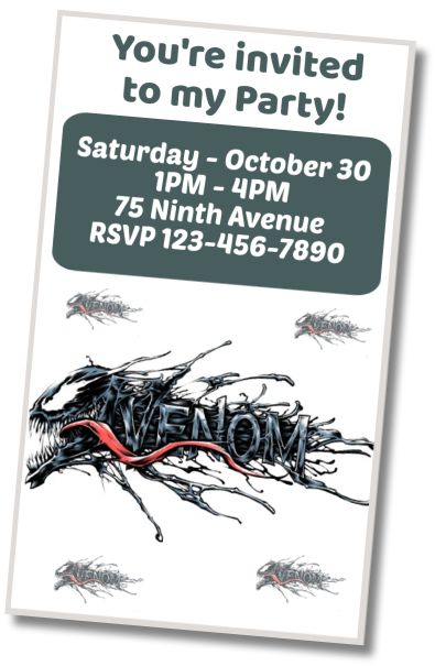 Free personalized birthday invitation Venom Surprise Party