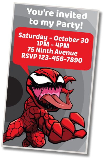 Free personalized birthday invitation Venom costume party