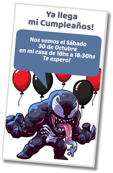Invitación de cumpleaños personalizada gratis Cumpleaños Venom