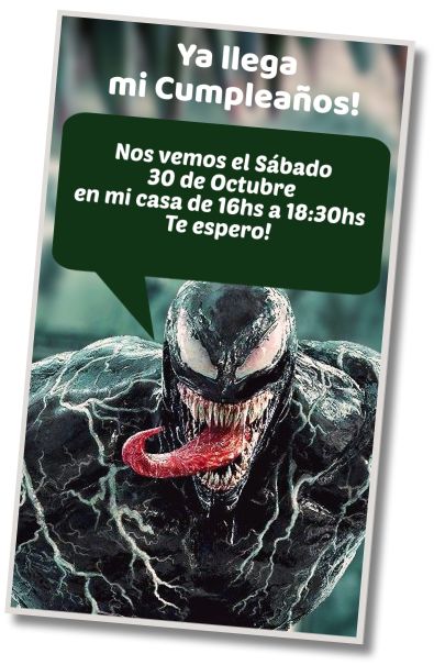 Invitación de cumpleaños personalizada gratis Terror Party Venom