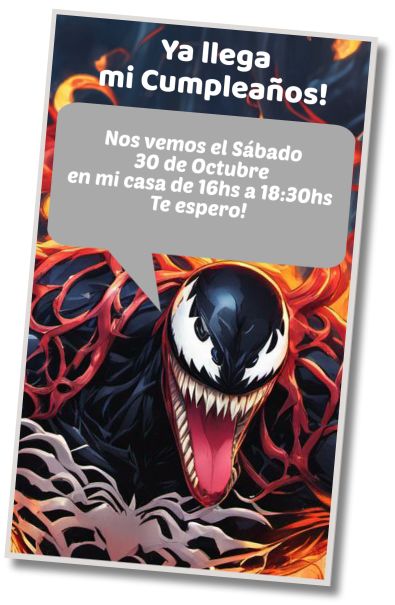 Invitación de cumpleaños personalizada gratis Fiesta de Videojuegos Venom