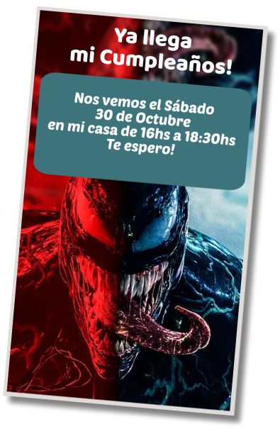 Invitación de cumpleaños personalizada gratis Cumpleaños Temático Venom