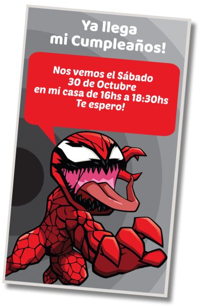 Invitación de cumpleaños personalizada gratis Fiesta de disfraces Venom