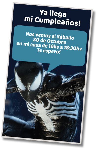 Invitación de cumpleaños personalizada gratis Saludo de Cumpleaños Venom Spiderman