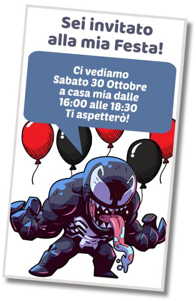 Invito di compleanno personalizzato gratis Compleanno di Venom