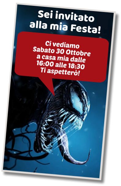 Invito di compleanno personalizzato gratis Festa de Pigiama di Venom