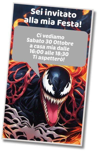 Invito di compleanno personalizzato gratis Festa del Videogioco Venom