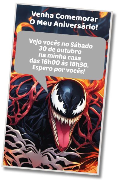 Convite de aniversário personalizado grátis Festa de Videogame Venom