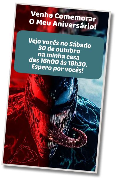 Convite de aniversário personalizado grátis Aniversário com Tema Venom