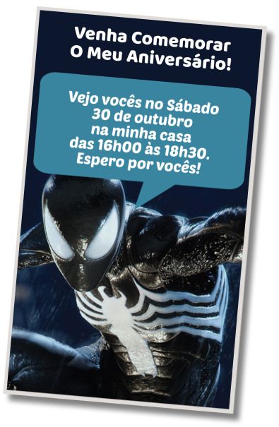 Convite de aniversário personalizado gratuito Saudações de Aniversário Venom Spiderman