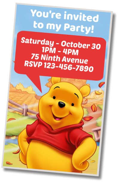 Make Virtual Invitation Winnie the Pooh Birthday Party