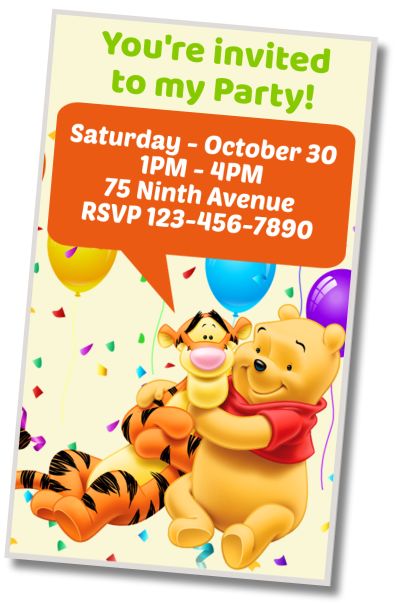 Make Virtual Invitation Winnie the Pooh Themed Birthday