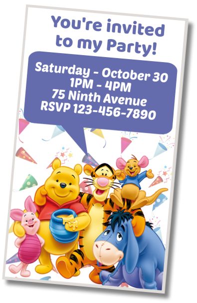 Make Virtual Invitation Winnie the Pooh Birthday Greetings