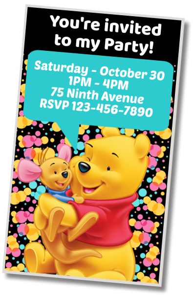 Make Virtual Invitation Winnie the Pooh Costume Party