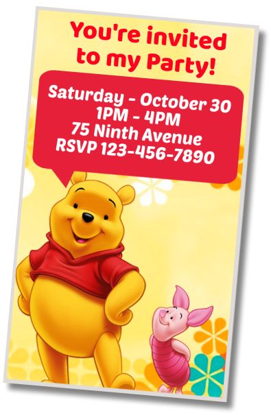 Make Virtual Invitation Winnie the Pooh Pool Party