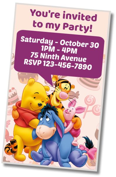 Make Virtual Invitation Winnie the Pooh Ice Cream Party