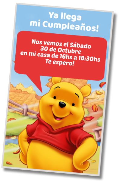 Hacer Invitación Virtual Fiesta de Cumpleaños Winnie Pooh