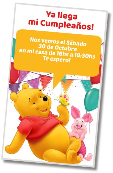Hacer Invitación Virtual Fiesta Winnie the Pooh
