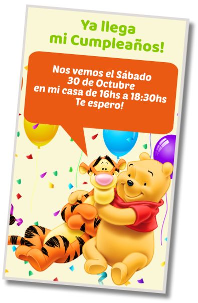 Hacer Invitación Virtual Cumpleaños temático Winnie the Pooh