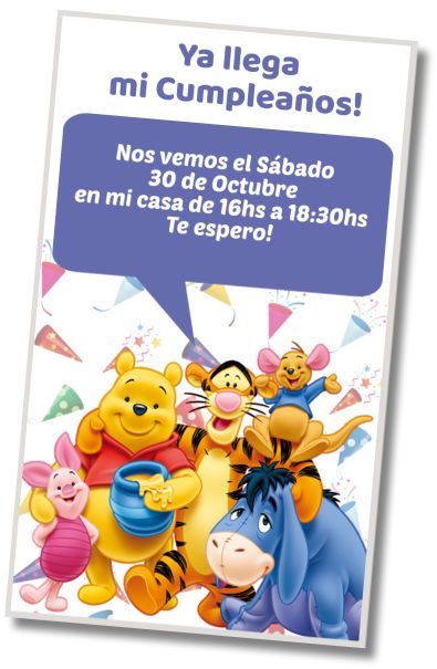 Hacer Invitación Virtual Saludo de Cumpleaños Winnie Pooh
