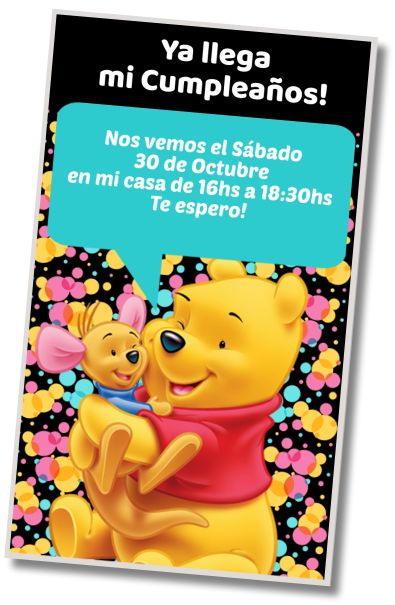 Hacer Invitación Virtual Fiesta de Disfraces Winnie Pooh