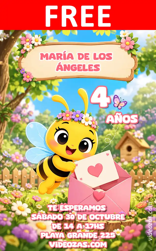 Free Little Bee Invitation | Editable and Customizable | Easy and Fast | Make Online Now!